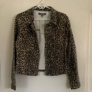 NWT Just USA Leopard Print Jean Jacket